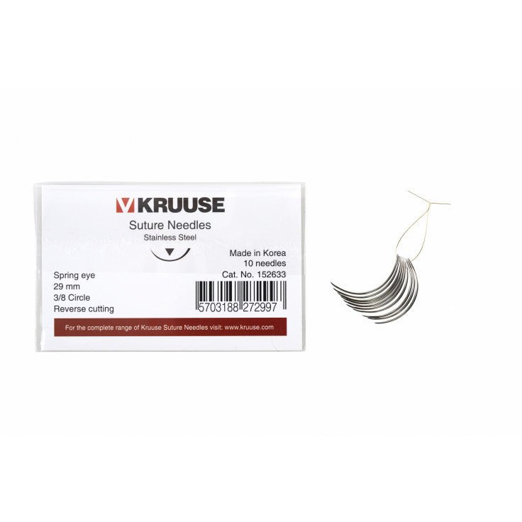 KRUUSE SUTURE NEEDLE SPRING EYE, 3/8 CIRCLE, - Shopivet.com