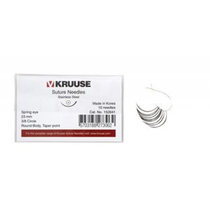 KRUUSE SUTURE NEEDLE SPRING EYE, 3/8 CIRCLE, - Shopivet.com