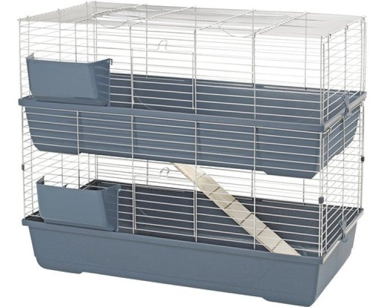 Maxi Baldo Twin Rabbit Cage - 100 x 53 x 96 cm/Blue - Shopivet.com