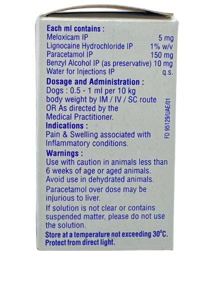 Meloxicam with Lignocaine Hydrochloride &Paracetamol Injection - Inflavet 50ml - Shopivet.com