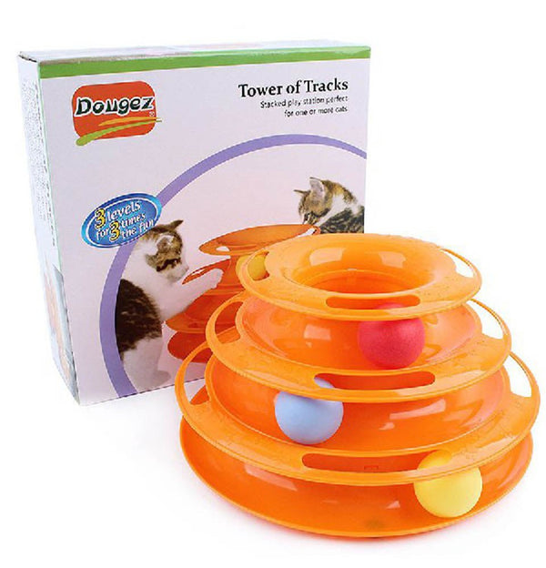 Plastic Three Levels Tower Tracks Cat Toy - Shopivet.com