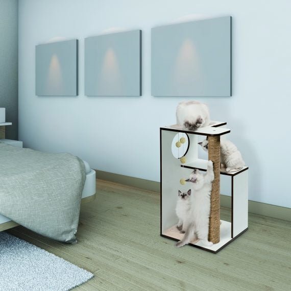 PREMIUM CAT FURNITURE V-BOX LARGE - WHITE - Shopivet.com