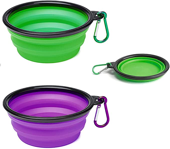 Silicone folding bowl with 2 handle +1 metal hook L - Shopivet.com