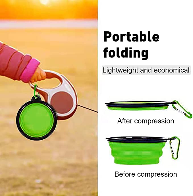 Silicone folding bowl with 2 handle +1 metal hook L - Shopivet.com