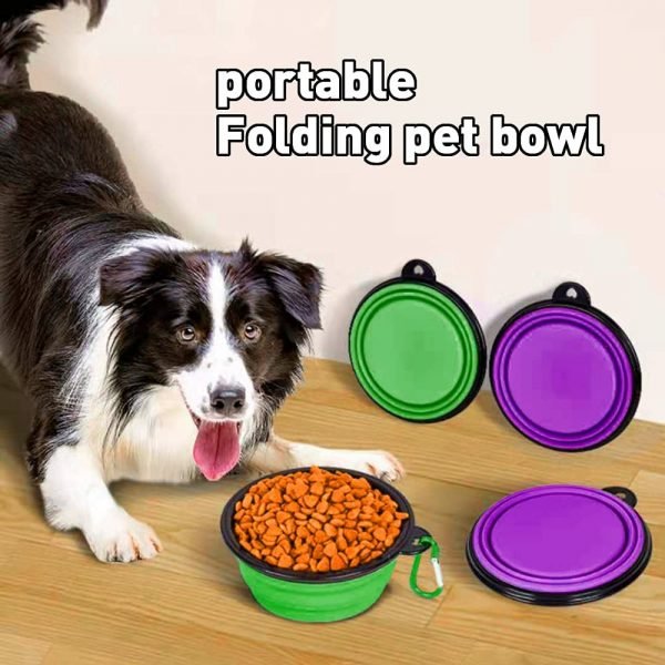 Silicone folding bowl with 2 handle +1 metal hook L - Shopivet.com