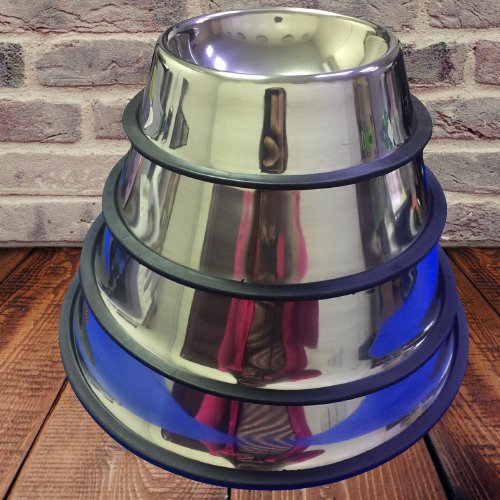 Stainless Steel Pet Bowl with Anti-Slip Rubber 26 cm - Shopivet.com