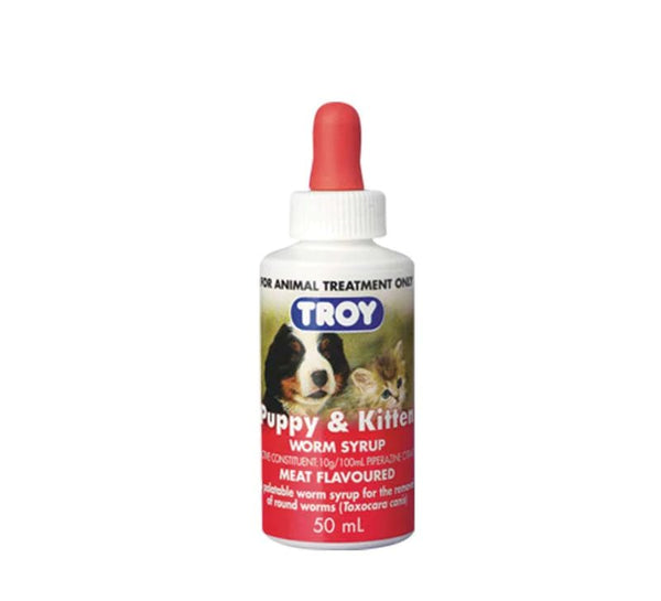 Troy Puppy and Kitten Worm Syrup 50ml - Shopivet.com