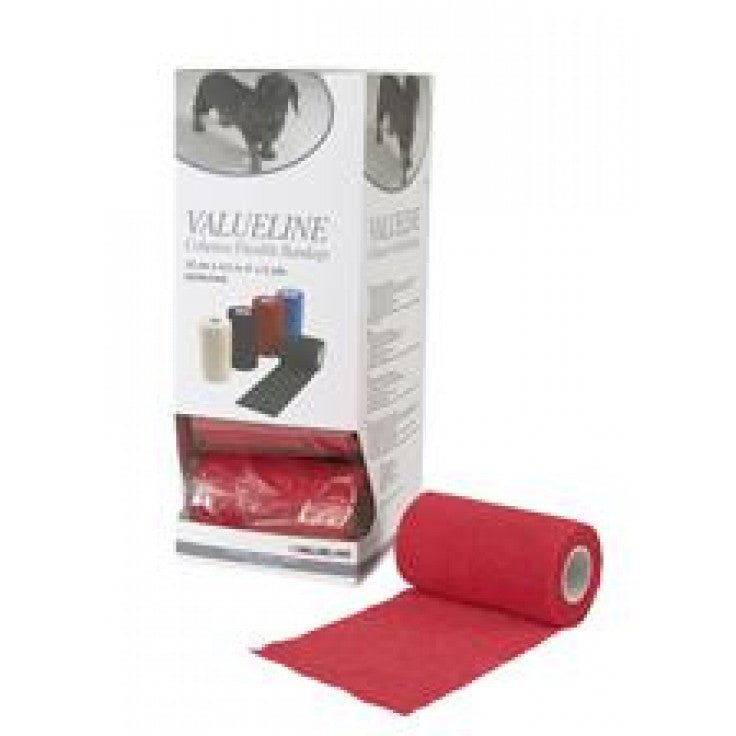 VALUELINE SELF-ADHESIVE FLEX BANDAGE 10CM X 4,5M, RED, 10/PK - Shopivet.com