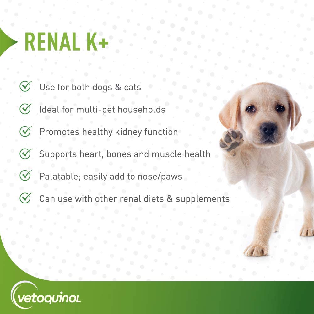 Vetoquinol Renal K+ (Potassium Gluconate) Supplement Gel for Dogs and Cats 142g - Shopivet.com