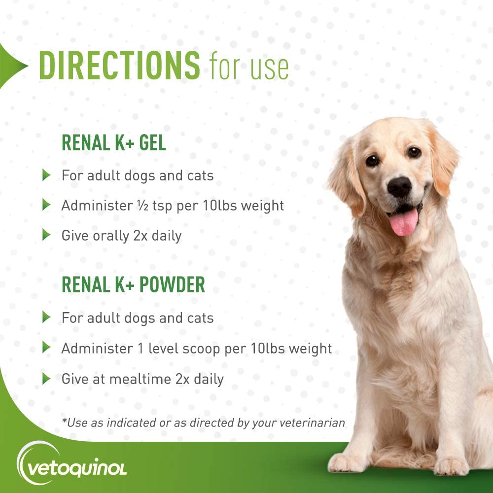 Vetoquinol Renal K+ (Potassium Gluconate) Supplement Gel for Dogs and Cats 142g - Shopivet.com